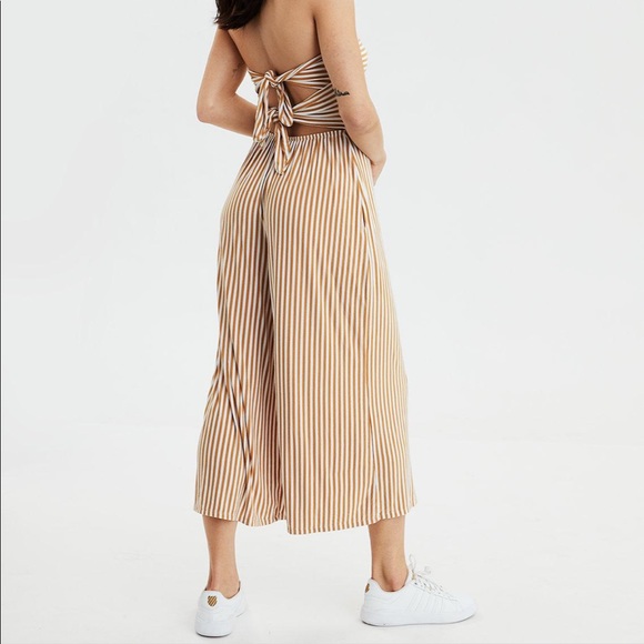 striped tube jumpsuit